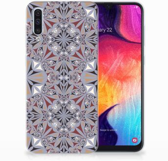 B2Ctelecom Samsung Galaxy A50 TPU-siliconen Hoesje Design Flower Tiles