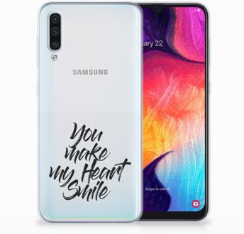 B2Ctelecom Samsung Galaxy A50 TPU-siliconen Hoesje Design Heart Smile