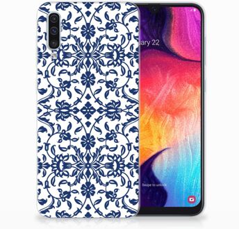 B2Ctelecom Samsung Galaxy A50 TPU-siliconen Hoesje Flower Blue