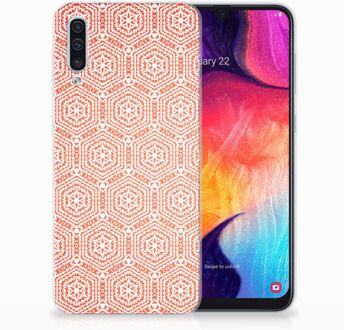 B2Ctelecom Samsung Galaxy A50 TPU Siliconen Hoesje Pattern Orange