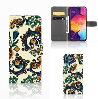 B2Ctelecom Samsung Galaxy A50 Wallet Case Barok Flower