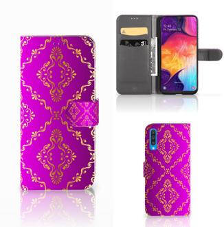 B2Ctelecom Samsung Galaxy A50 Wallet Case Barok Roze