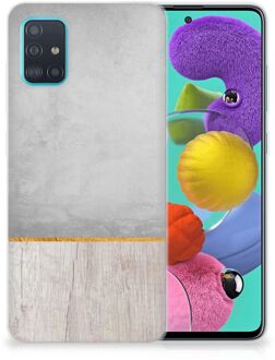 B2Ctelecom Samsung Galaxy A51 Bumper Hoesje Wood Concrete