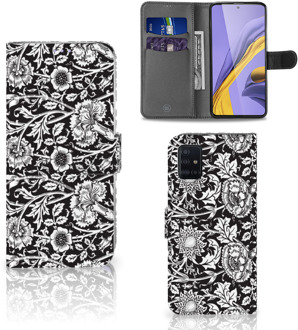 B2Ctelecom Samsung Galaxy A51 Hoesje Black Flowers