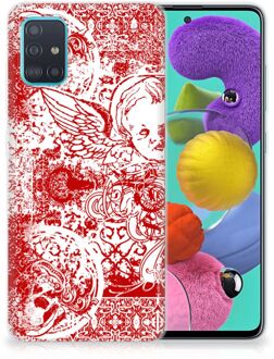 B2Ctelecom Samsung Galaxy A51 Silicone Back Case Angel Skull Red