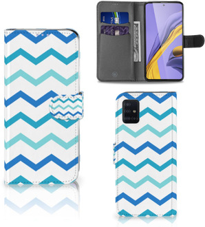 B2Ctelecom Samsung Galaxy A51 Telefoon Hoesje Zigzag Blauw