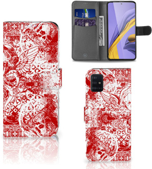 B2Ctelecom Samsung Galaxy A51 Telefoonhoesje met Naam Angel Skull Red