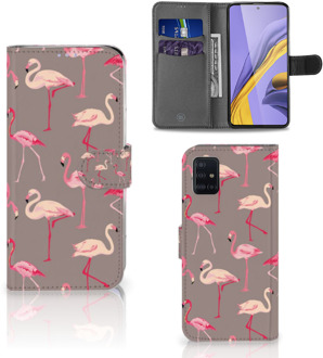 B2Ctelecom Samsung Galaxy A51 Telefoonhoesje met Pasjes Flamingo