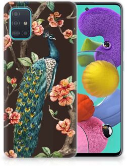 B2Ctelecom Samsung Galaxy A51 TPU Hoesje Pauw met Bloemen