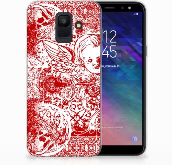 B2Ctelecom Samsung Galaxy A6 (2018) TPU Hoesje Design Angel Skull Red