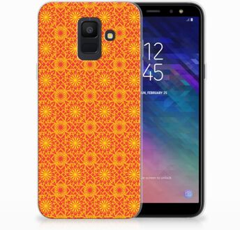 B2Ctelecom Samsung Galaxy A6 (2018) TPU Hoesje Design Batik Orange