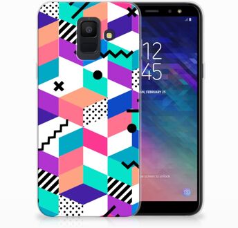 B2Ctelecom Samsung Galaxy A6 (2018) TPU Hoesje Design Blocks Colorful