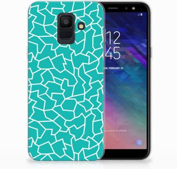 B2Ctelecom Samsung Galaxy A6 (2018) TPU Hoesje Design Cracks Blue