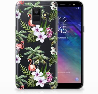 B2Ctelecom Samsung Galaxy A6 (2018) TPU Hoesje Design Flamingo Palms