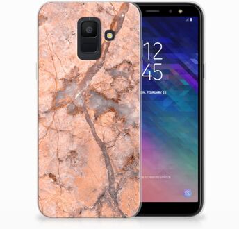 B2Ctelecom Samsung Galaxy A6 (2018) TPU Hoesje Design Marmer Oranje