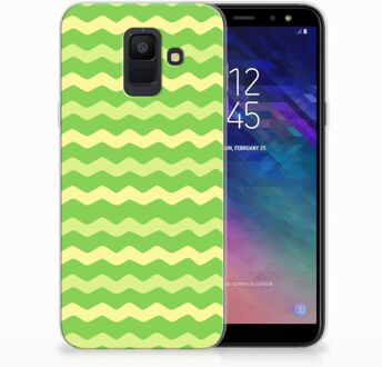 B2Ctelecom Samsung Galaxy A6 (2018) TPU Hoesje Design Waves Green