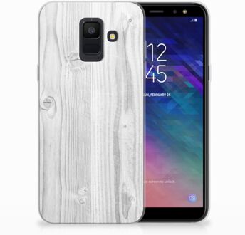 B2Ctelecom Samsung Galaxy A6 (2018) TPU Hoesje Design White Wood