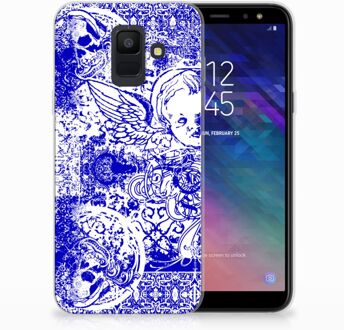 B2Ctelecom Samsung Galaxy A6 (2018) Uniek TPU Hoesje Angel Skull Blue