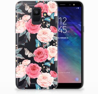 B2Ctelecom Samsung Galaxy A6 (2018) Uniek TPU Hoesje Butterfly Roses