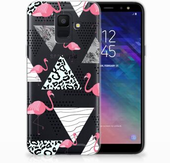 B2Ctelecom Samsung Galaxy A6 (2018) Uniek TPU Hoesje Flamingo Triangle