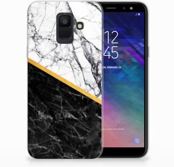 B2Ctelecom Samsung Galaxy A6 (2018) Uniek TPU Hoesje Marble White Black