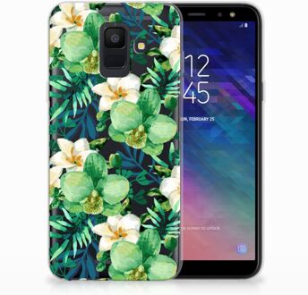 B2Ctelecom Samsung Galaxy A6 (2018) Uniek TPU Hoesje Orchidee Groen