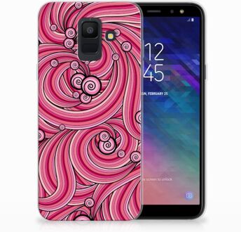 B2Ctelecom Samsung Galaxy A6 (2018) Uniek TPU Hoesje Swirl Pink