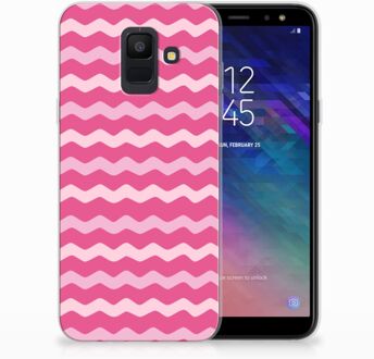 B2Ctelecom Samsung Galaxy A6 (2018) Uniek TPU Hoesje Waves Pink