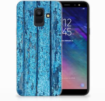 B2Ctelecom Samsung Galaxy A6 (2018) Uniek TPU Hoesje Wood Blue