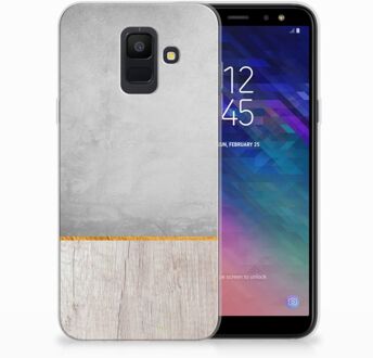 B2Ctelecom Samsung Galaxy A6 (2018) Uniek TPU Hoesje Wood Concrete