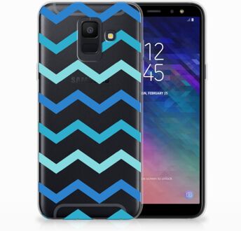 B2Ctelecom Samsung Galaxy A6 (2018) Uniek TPU Hoesje Zigzag Blauw