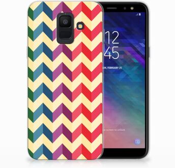 B2Ctelecom Samsung Galaxy A6 (2018) Uniek TPU Hoesje Zigzag Color