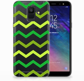 B2Ctelecom Samsung Galaxy A6 (2018) Uniek TPU Hoesje Zigzag Groen