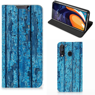 B2Ctelecom Samsung Galaxy A60 Book Wallet Case Blauw Wood