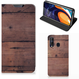 B2Ctelecom Samsung Galaxy A60 Book Wallet Case Old Wood