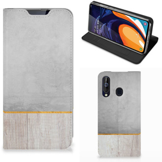 B2Ctelecom Samsung Galaxy A60 Book Wallet Case Wood Concrete