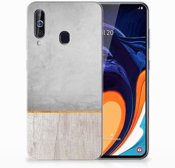 B2Ctelecom Samsung Galaxy A60 Bumper Hoesje Wood Concrete