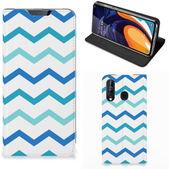 B2Ctelecom Samsung Galaxy A60 Hoesje met Magneet Zigzag Blauw