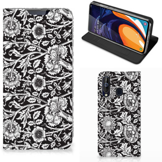 B2Ctelecom Samsung Galaxy A60 Smart Cover Black Flowers