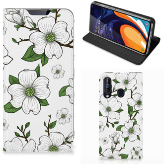 B2Ctelecom Samsung Galaxy A60 Smart Cover Dogwood Flowers