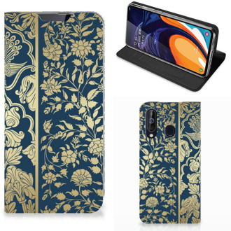 B2Ctelecom Samsung Galaxy A60 Smart Cover Golden Flowers