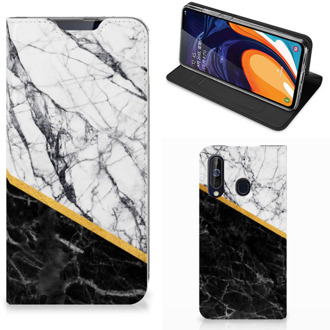 B2Ctelecom Samsung Galaxy A60 Standcase Marble White Black