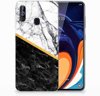 B2Ctelecom Samsung Galaxy A60 TPU Siliconen Hoesje Marble White Black