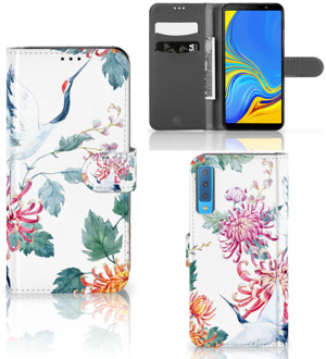 B2Ctelecom Samsung Galaxy A7 (2018) Bookcase Hoesje Bird Flowers