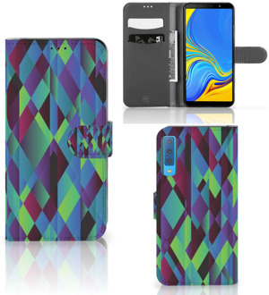 B2Ctelecom Samsung Galaxy A7 (2018) Bookcase Hoesje Design Abstract Green Blue