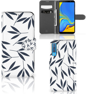 B2Ctelecom Samsung Galaxy A7 (2018) Bookcase Hoesje Design Leaves Blue