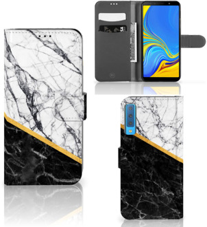 B2Ctelecom Samsung Galaxy A7 (2018) Bookcase Hoesje Marble White Black