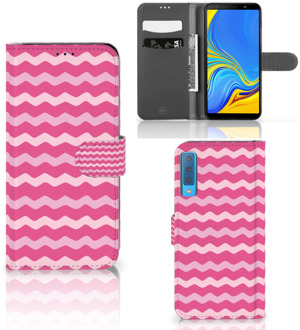 B2Ctelecom Samsung Galaxy A7 (2018) Bookcase Hoesje Waves Pink