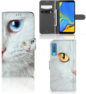 B2Ctelecom Samsung Galaxy A7 (2018) Bookcase Hoesje Witte Kat