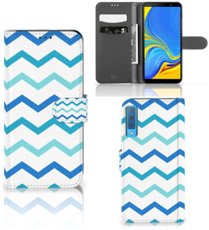 B2Ctelecom Samsung Galaxy A7 (2018) Bookcase Hoesje Zigzag Blauw